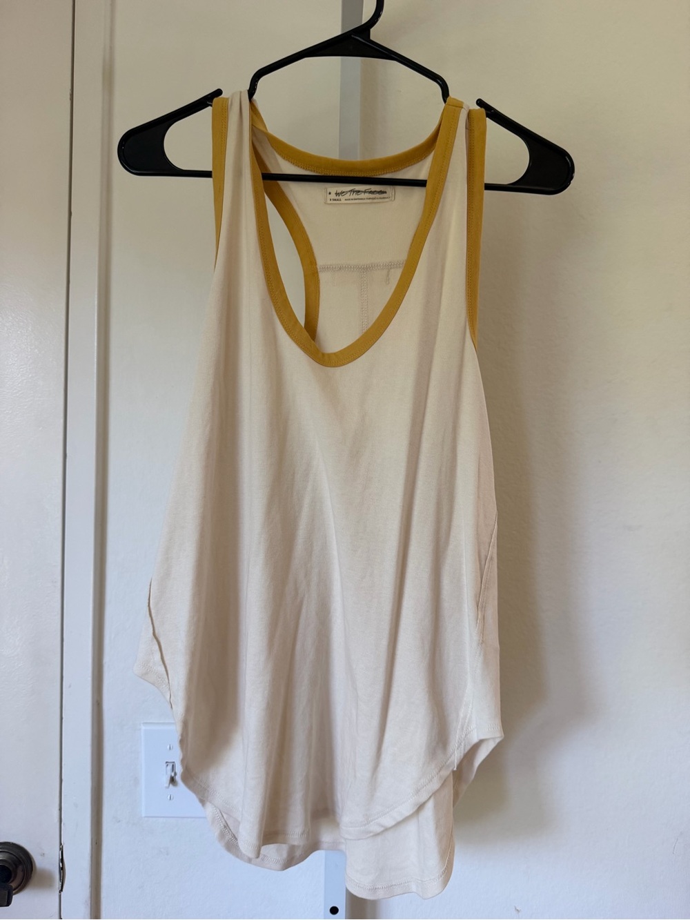 We The Free Cream Tank with Mustard Trim Racerback